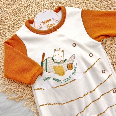 Macacão Malha Trape Zape - Voar Voar, Subir Subir... - Ferrugem